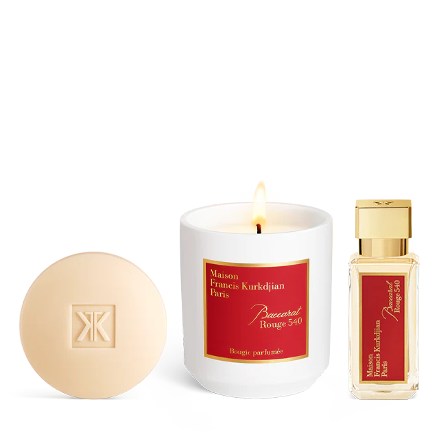 Baccarat Rouge 540 SCENTED CANDLE, SCENTED SOAP AND EAU DE PARFUM TRIO
